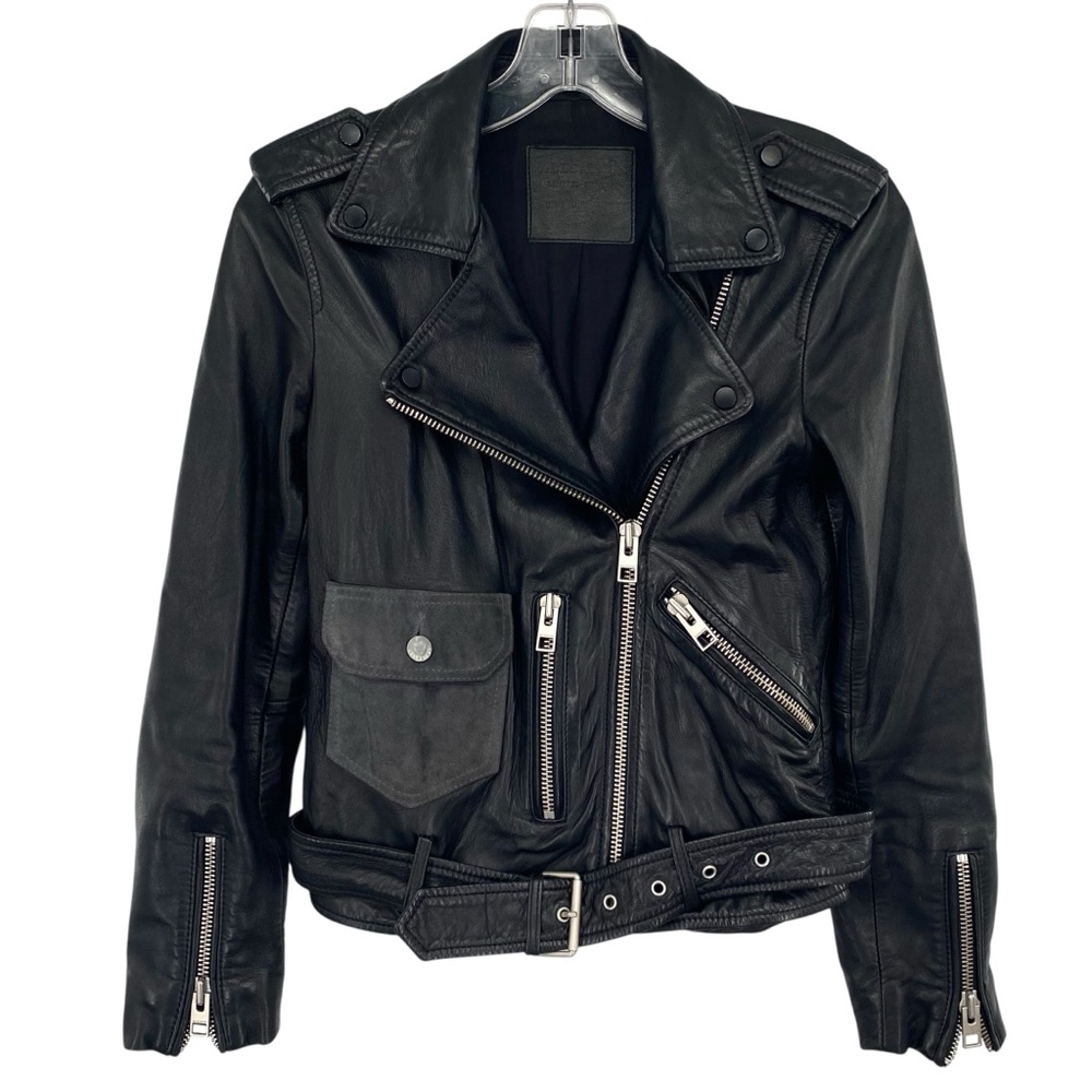 All Saints Balfern Black Leather Biker Jacket